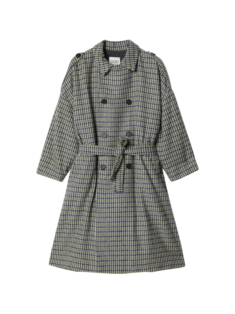Douuod Kids checked belted coat - Grau