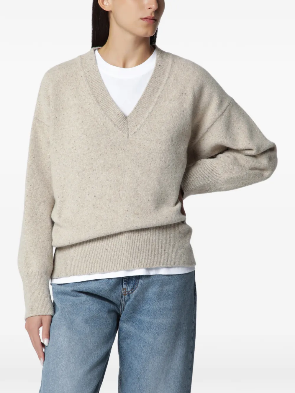 Róhe mouline V-neck sweater - Nude