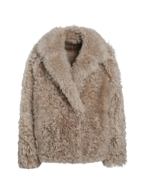 Blancha shearling-effect notch-lapels coat