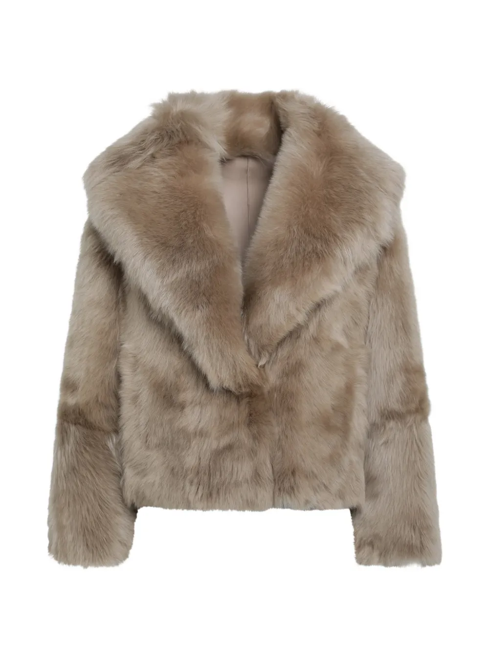 Blancha Shearling-Jacke mit Schößchen - Nude