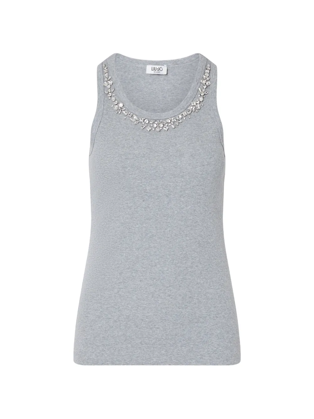 Liu •jo T-shirt With Jewel Decoration In Gray