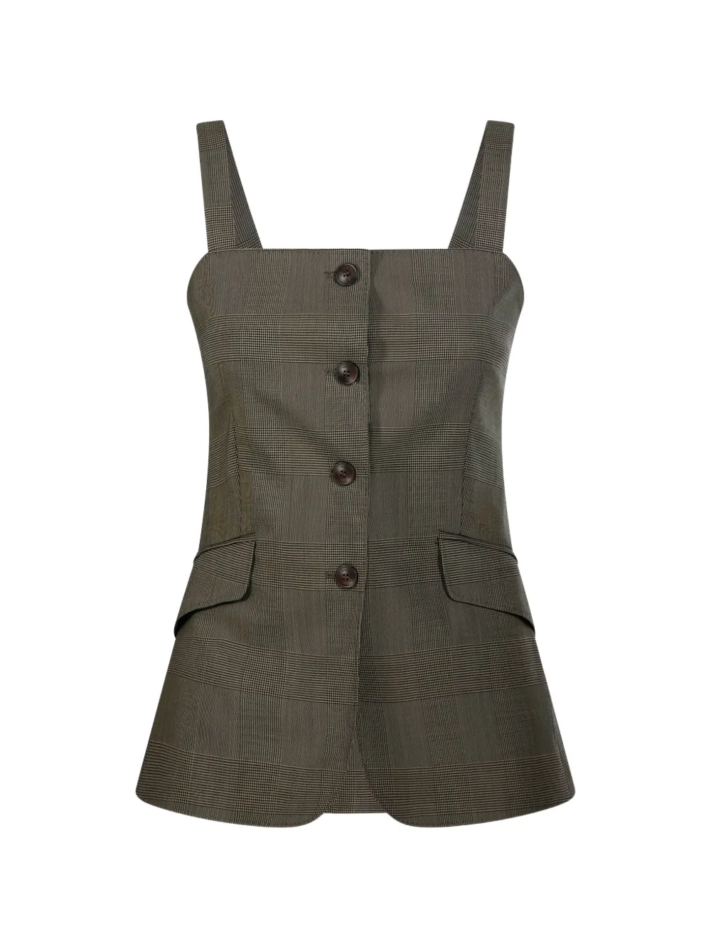 Max Mara Bacca check-pattern button-front top - Brown