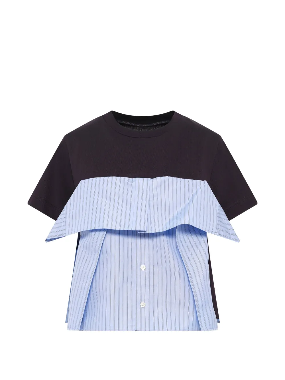 Sacai Striped Panelled T-shirt In Black