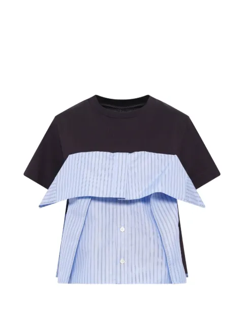 sacai striped panelled T-shirt