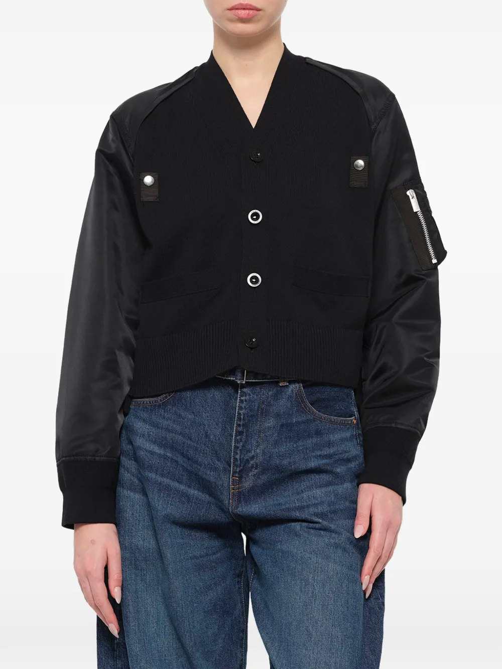 sacai Vest met hybride vlakken Zwart
