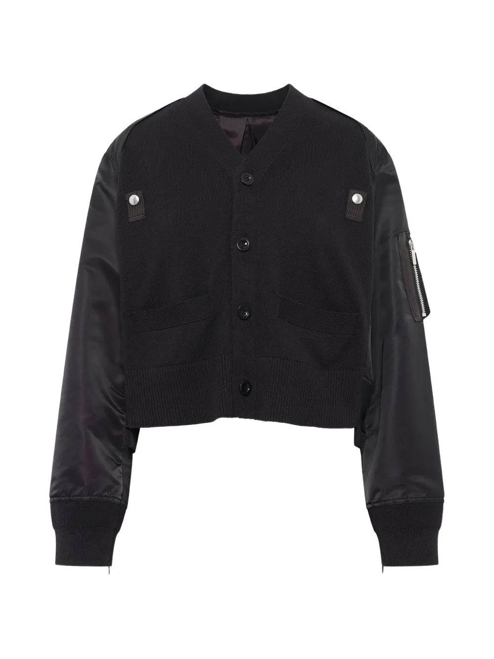 sacai hybrid panelled cardigan - Schwarz
