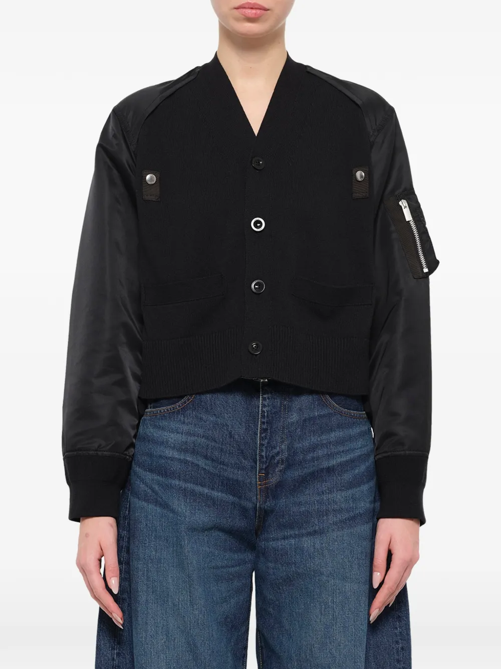 sacai Vest met hybride vlakken Zwart