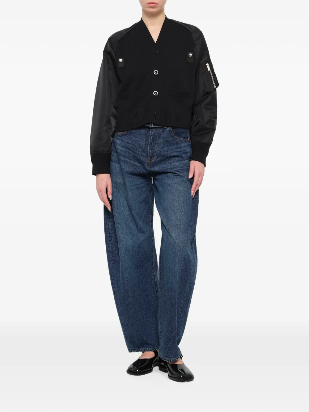 sacai Vest met hybride vlakken Zwart
