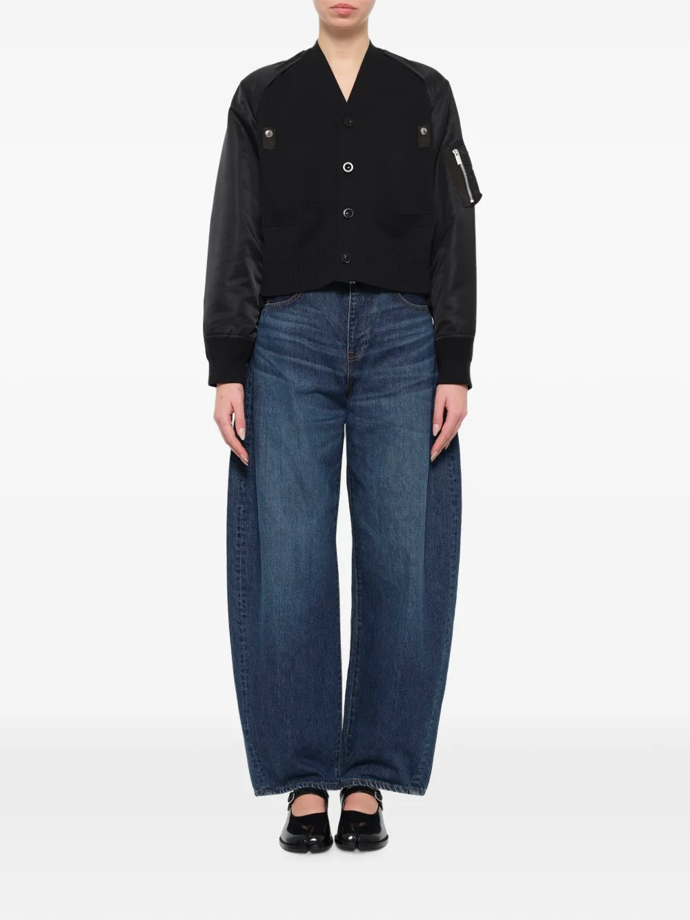 sacai Vest met hybride vlakken Zwart