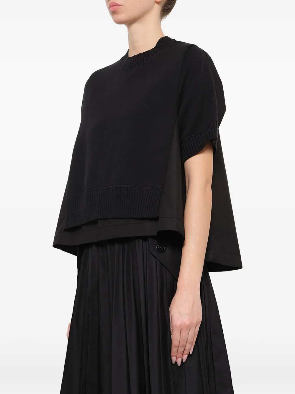 Sacai Layered-panel T-shirt In Black