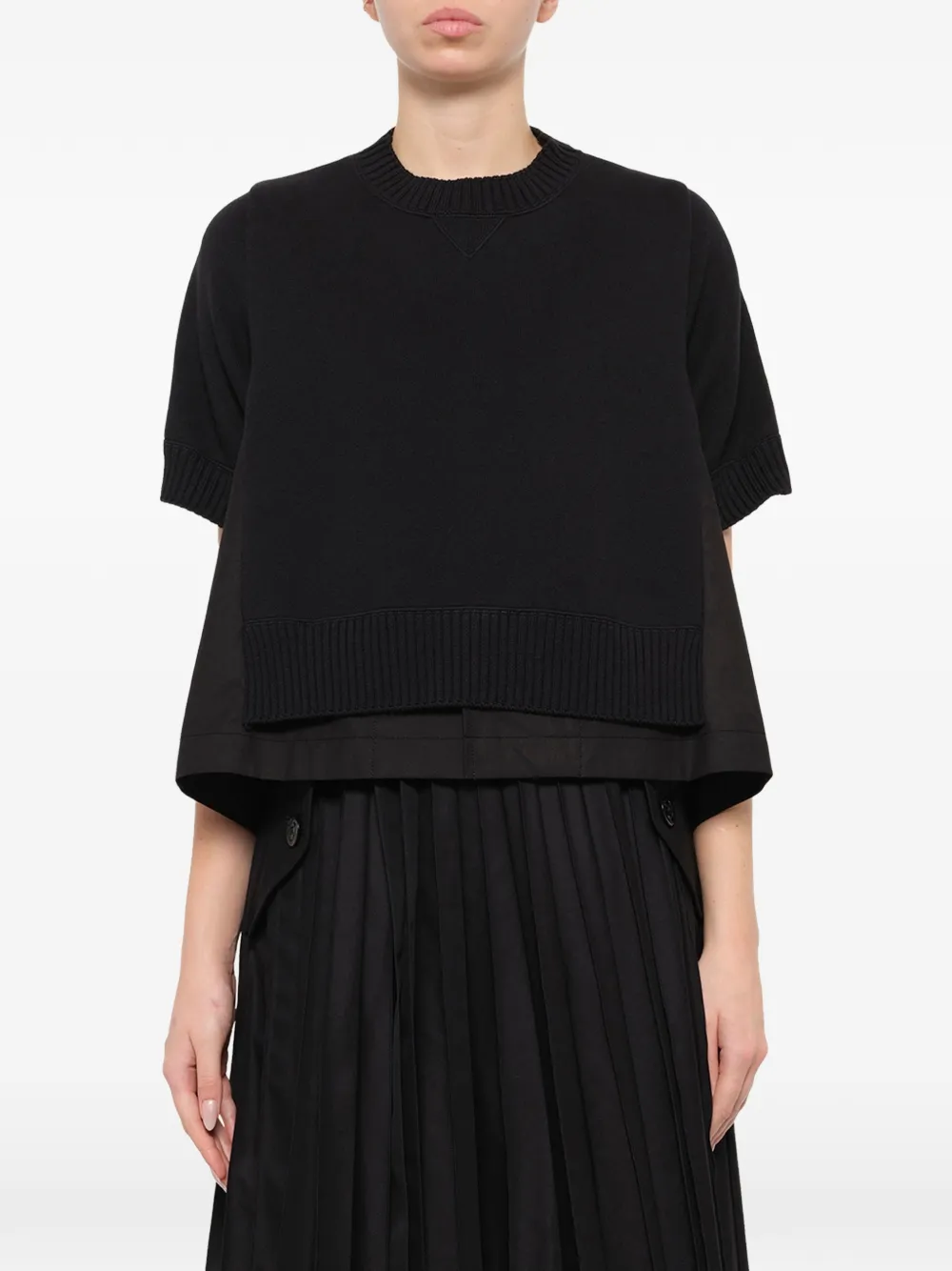 Sacai Layered-panel T-shirt In Black