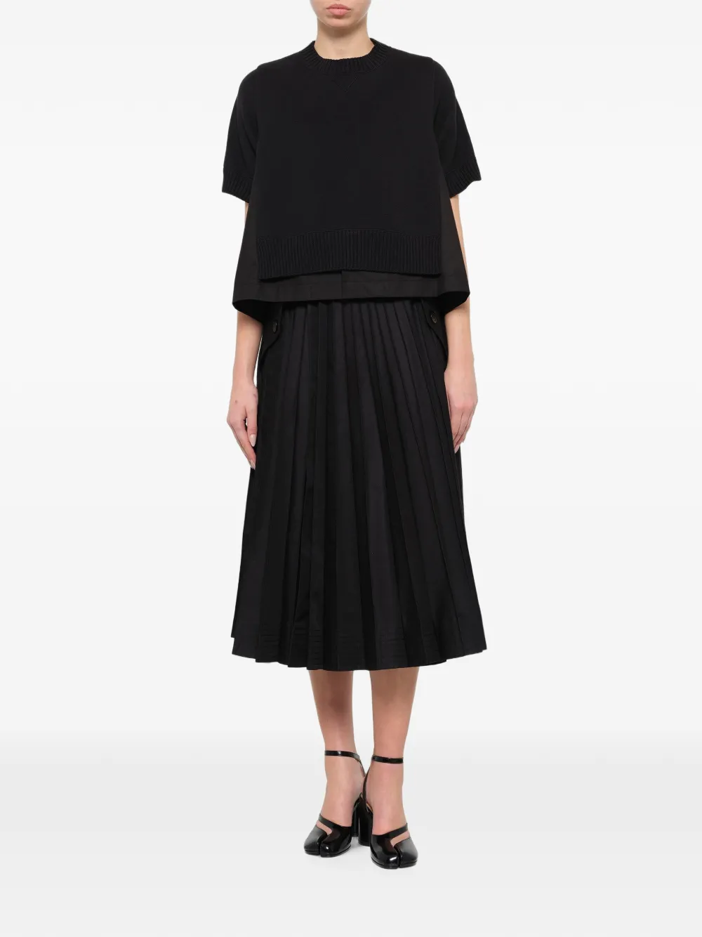 Sacai Layered-panel T-shirt In Black