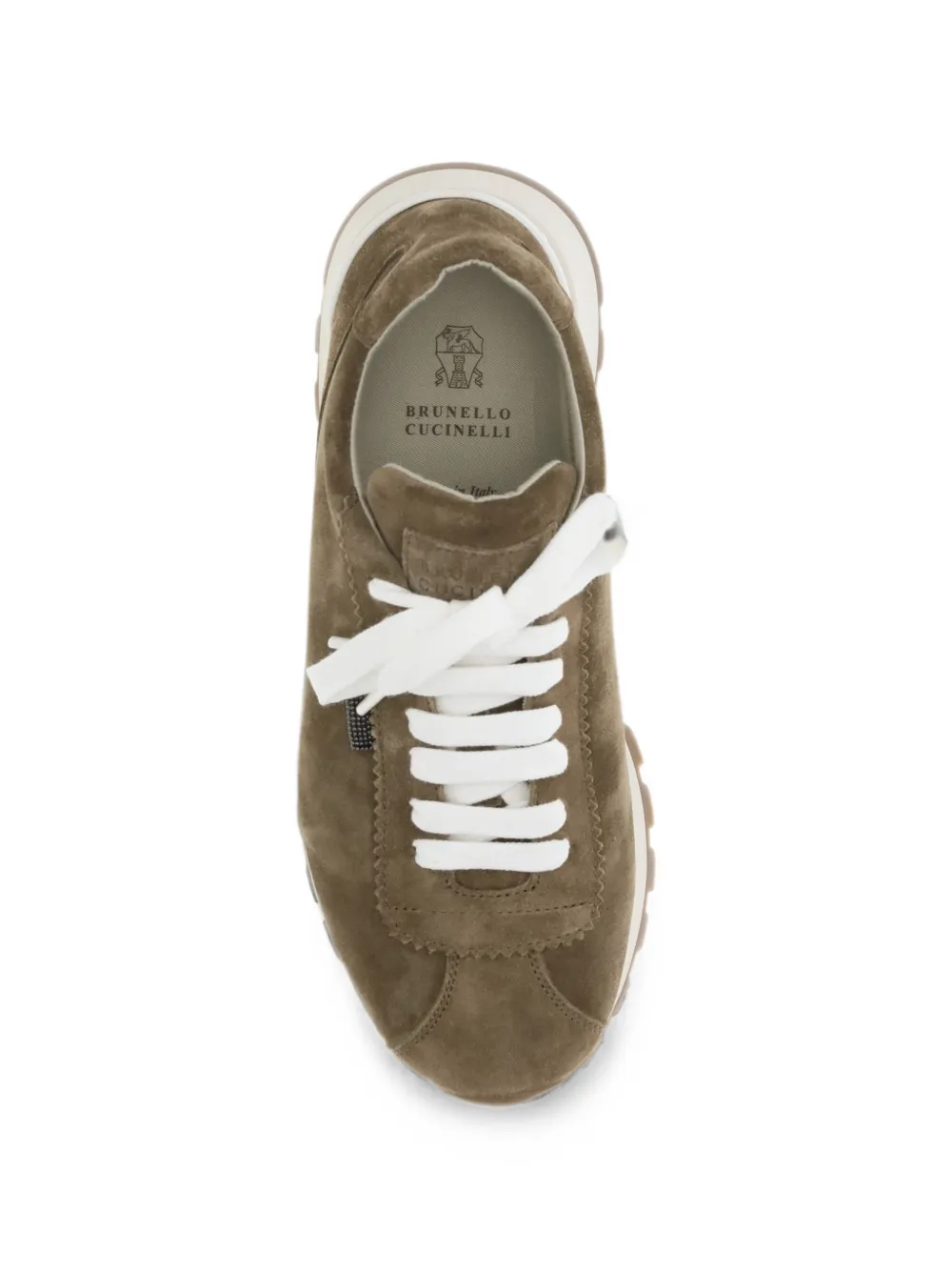 Brunello Cucinelli bead-embellished suede sneakers Bruin