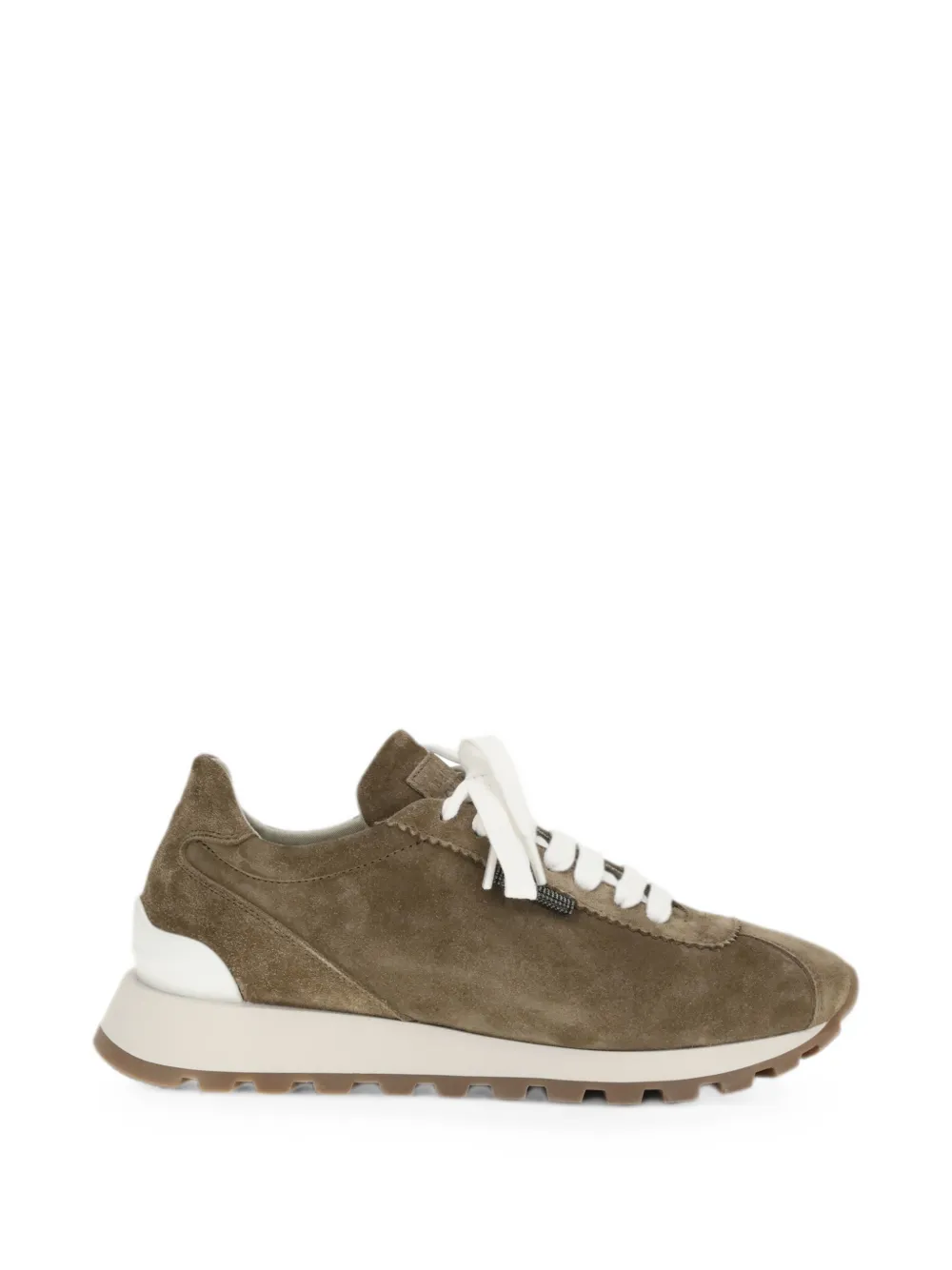 Brunello Cucinelli bead-embellished suede sneakers Bruin