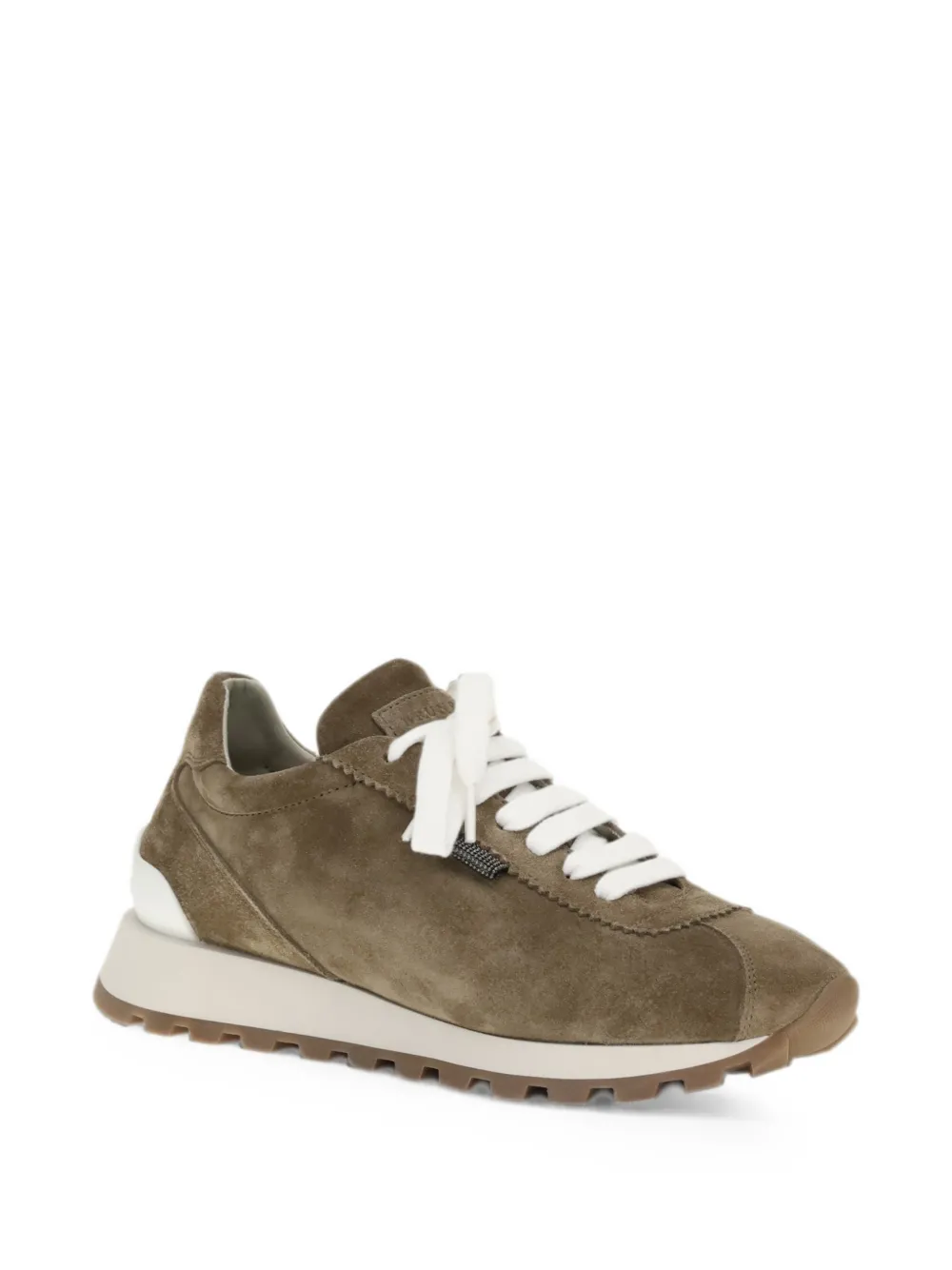 Brunello Cucinelli bead-embellished suede sneakers Bruin