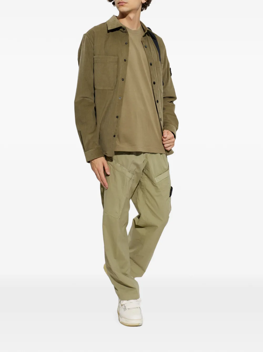 Stone Island logo-patch long-sleeve T-shirt Groen