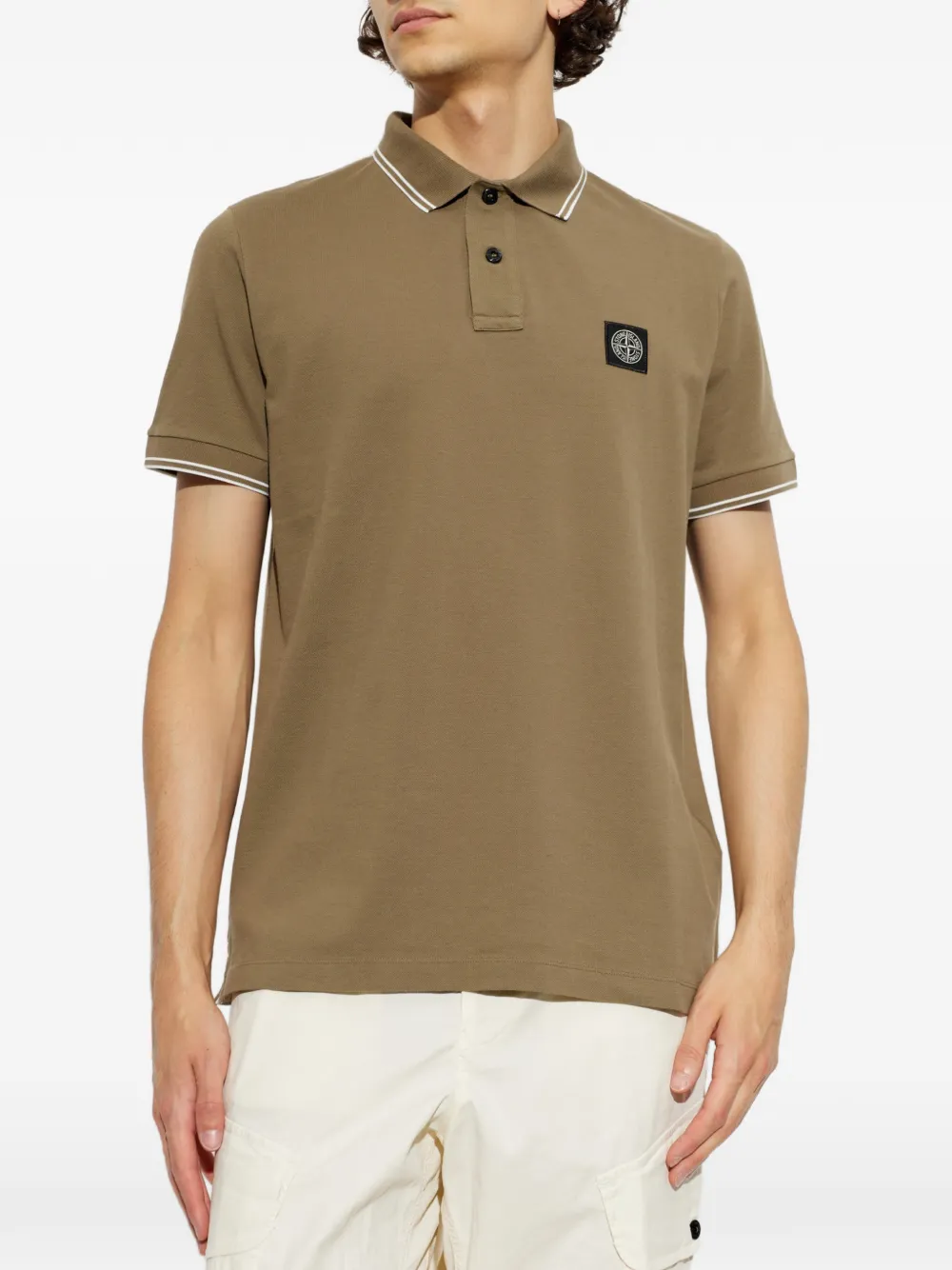 Stone Island Poloshirt met logopatch Bruin