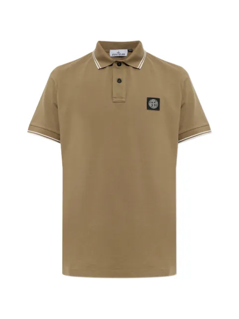 Stone Island logo-patch tipped polo shirt
