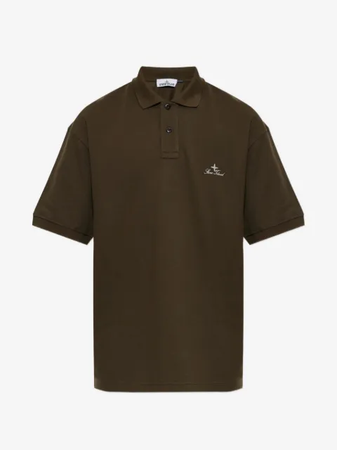Stone Island playera tipo polo con logo bordado