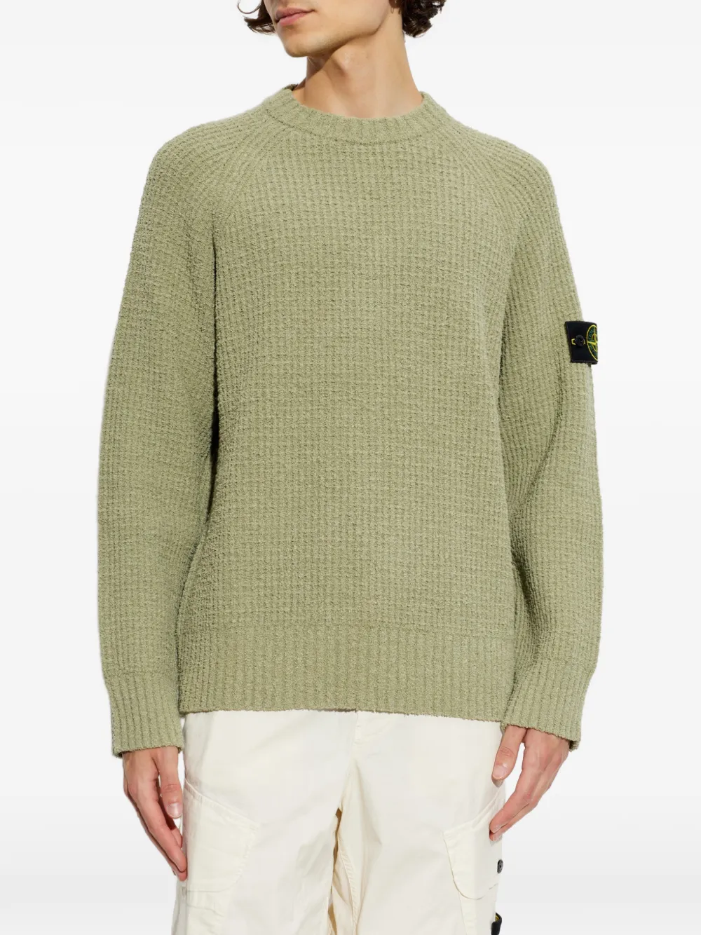 Stone Island full rib cotton buckle sweater Groen