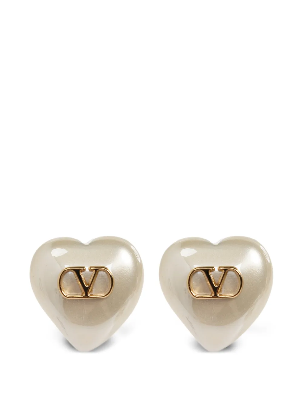 Valentino Garavani VLogo heart earrings - White