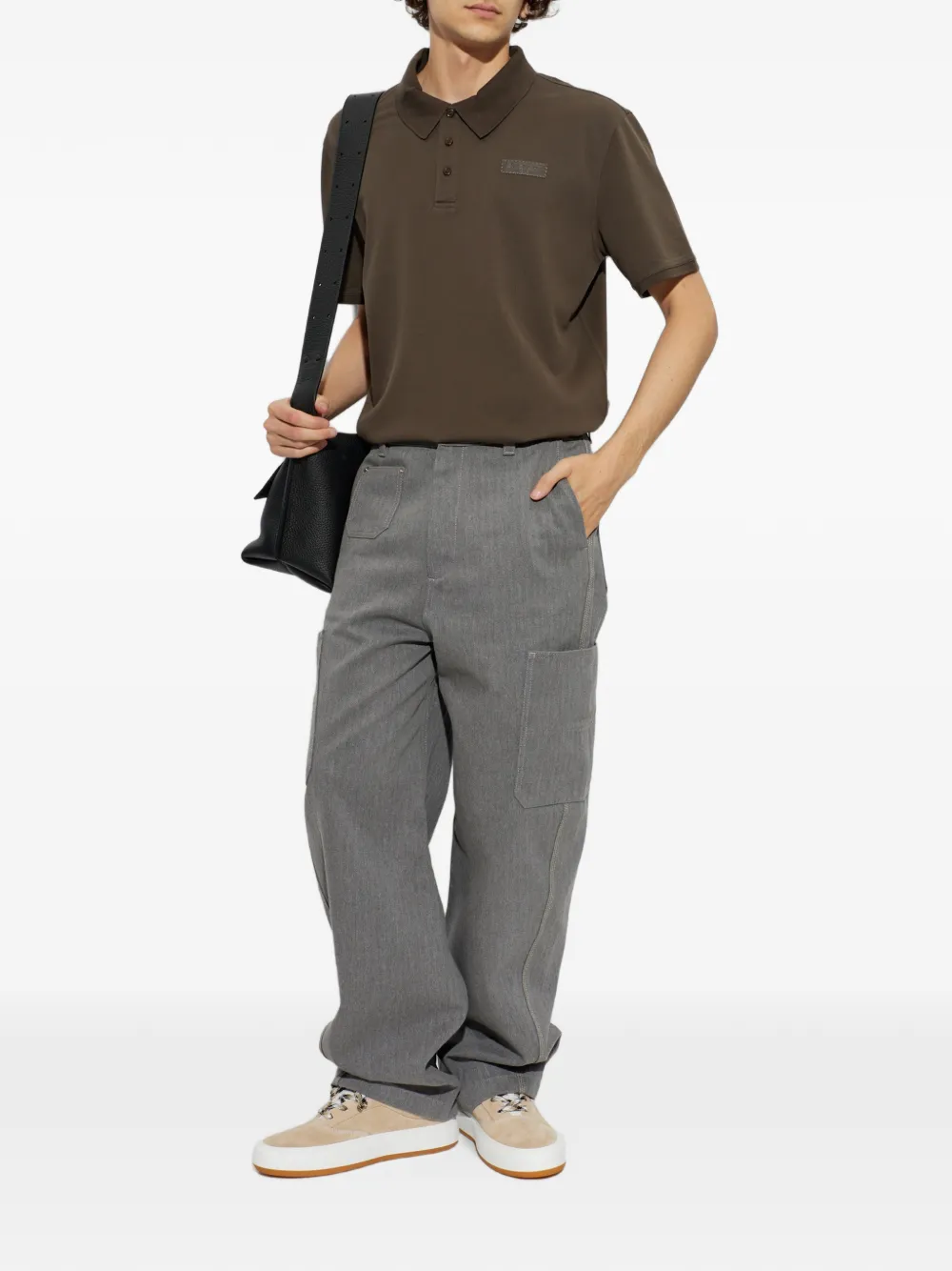 Givenchy Katoenen grosgrain poloshirt met Paris Bruin