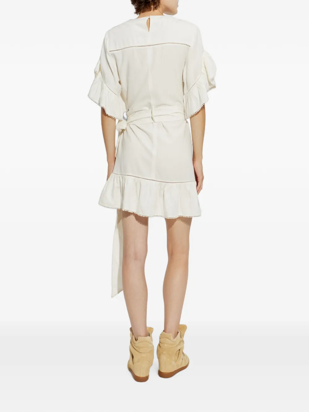 MARANT ÉTOILE Melicia Ruffled Wrap-style Mini Dress in White, view 4