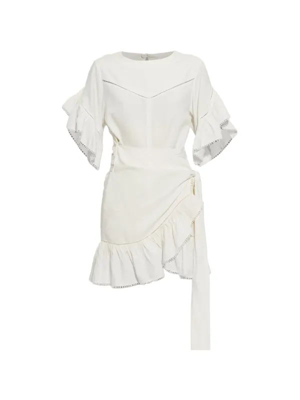 Marant Étoile Melicia Ruffled Wrap-style Mini Dress in White