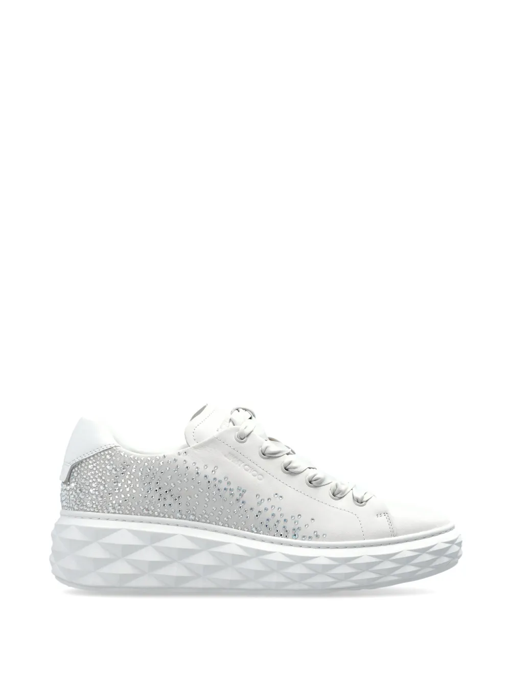 Jimmy Choo Diamond Light Maxi crystal-embellished leather sneakers Wit