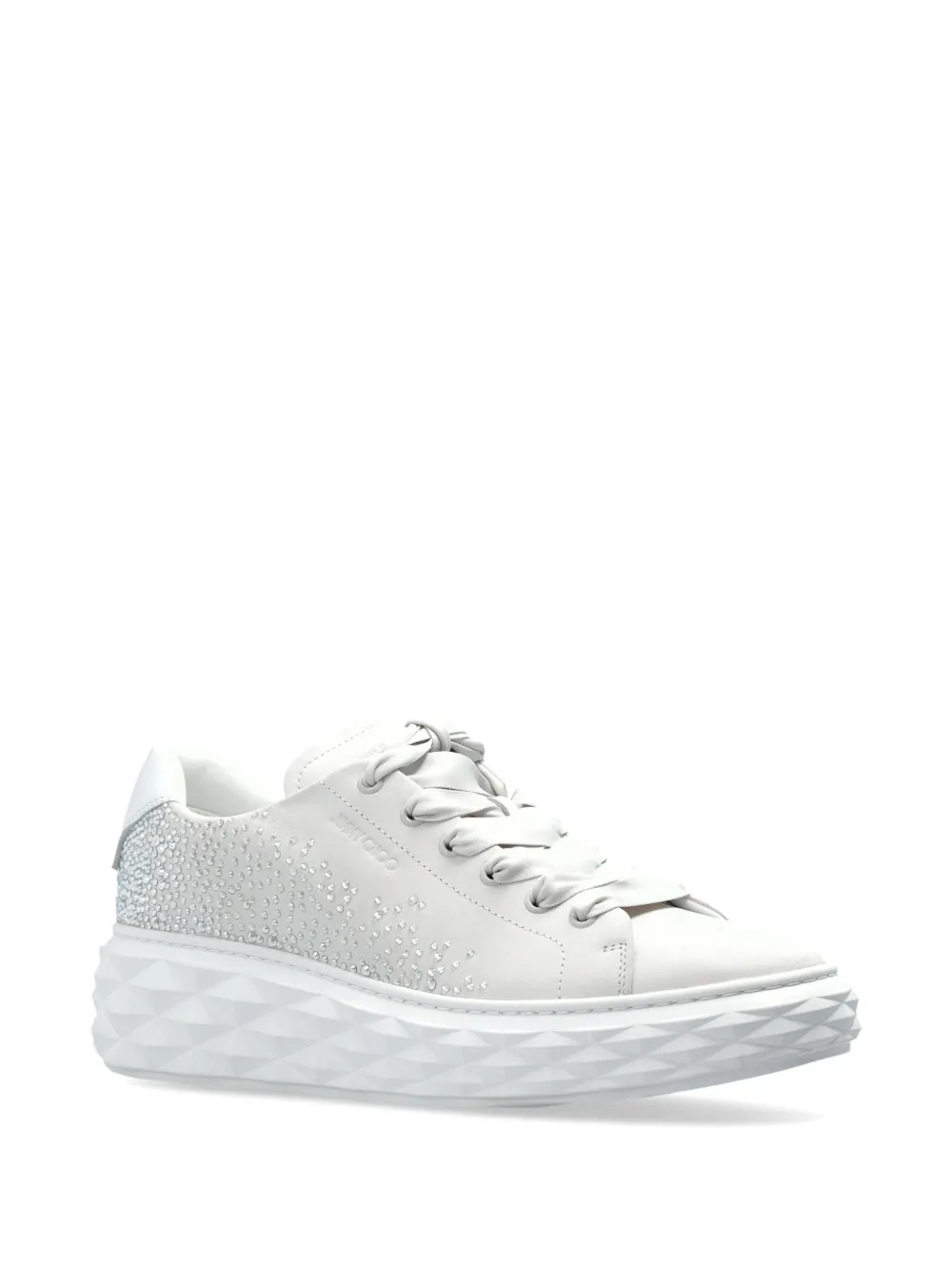 Jimmy Choo Diamond Light Maxi crystal-embellished leather sneakers Wit