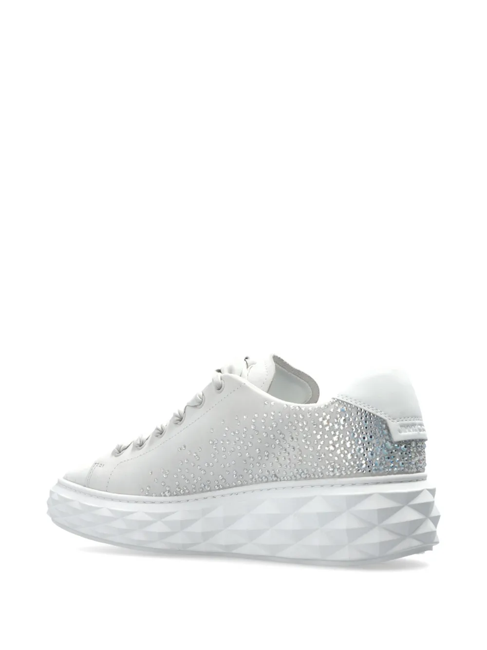 Jimmy Choo Diamond Light Maxi crystal-embellished leather sneakers Wit