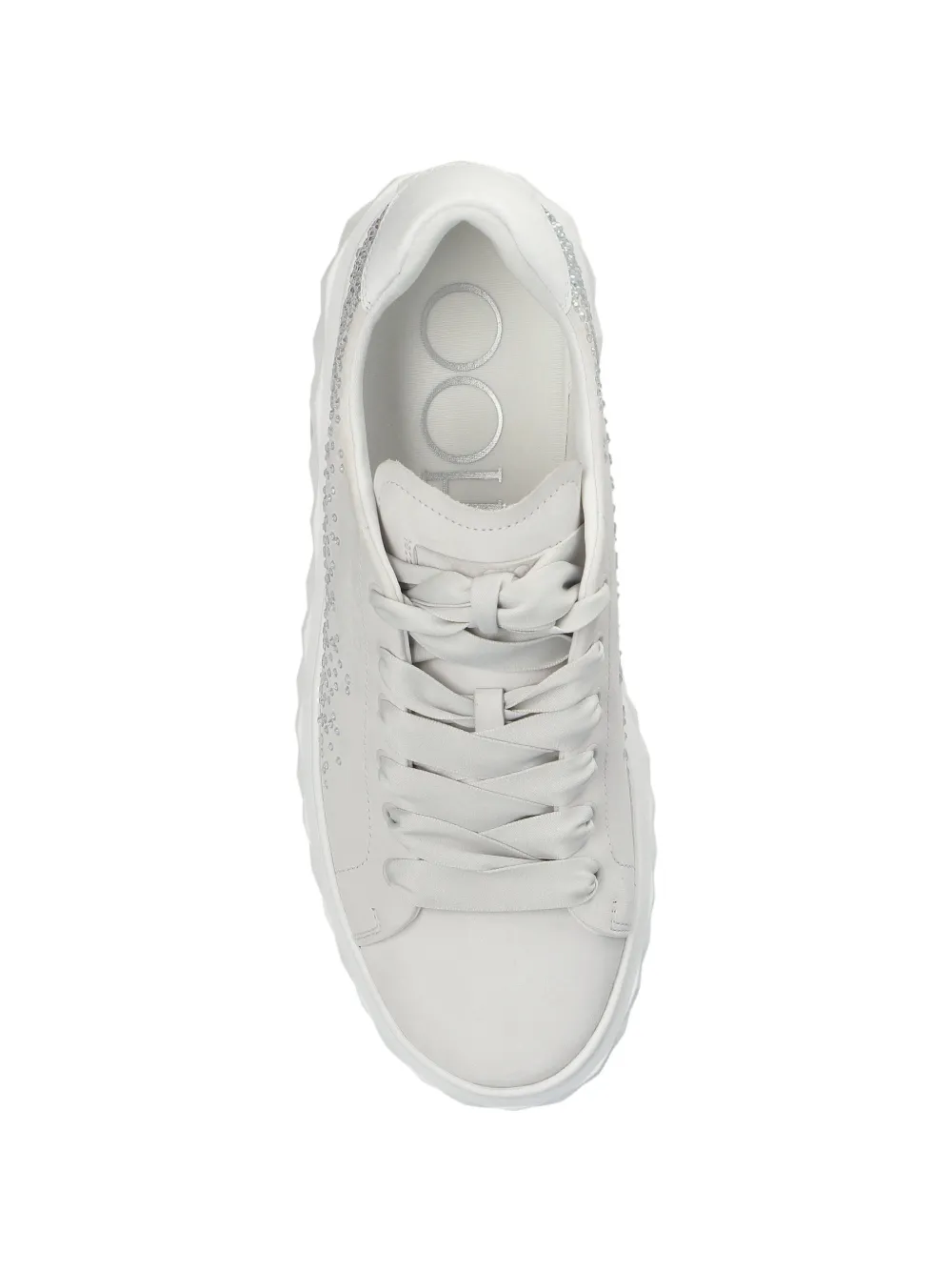 Jimmy Choo Diamond Light Maxi crystal-embellished leather sneakers Wit