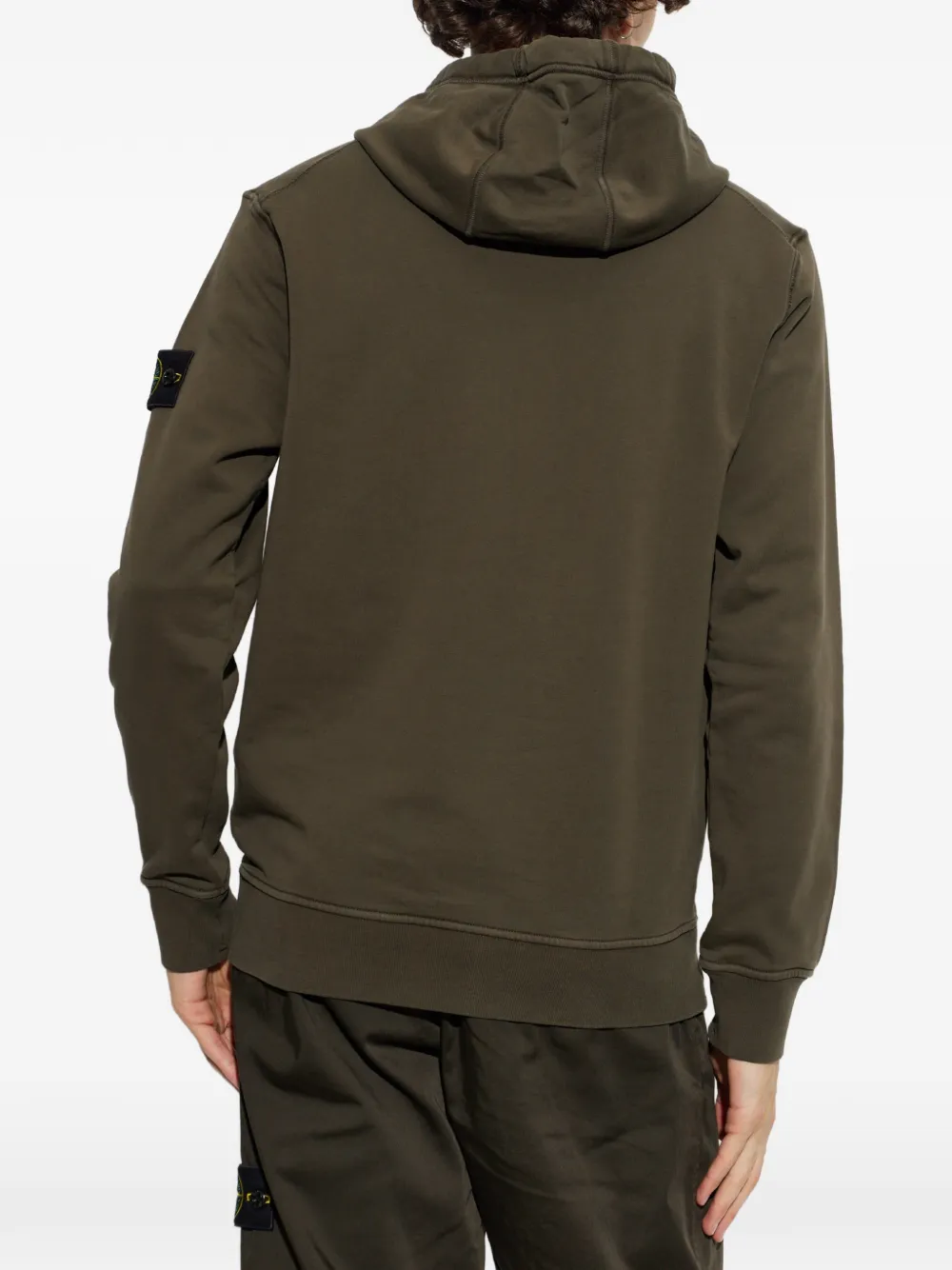 Stone Island 6100062 organic cotton fleece hoodie Groen