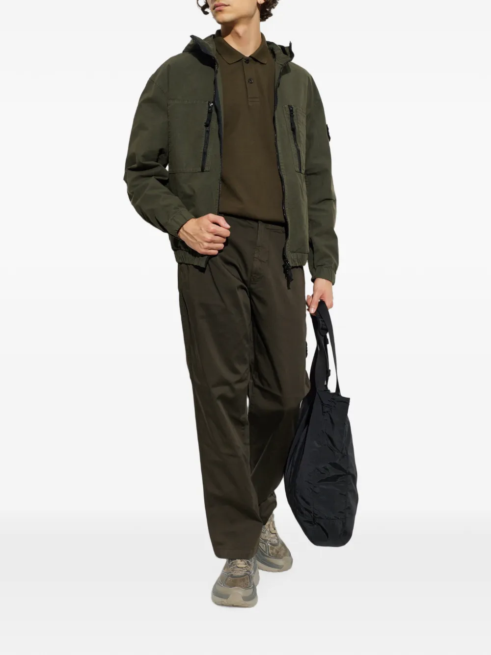 Stone Island 6100062 organic cotton fleece hoodie Groen