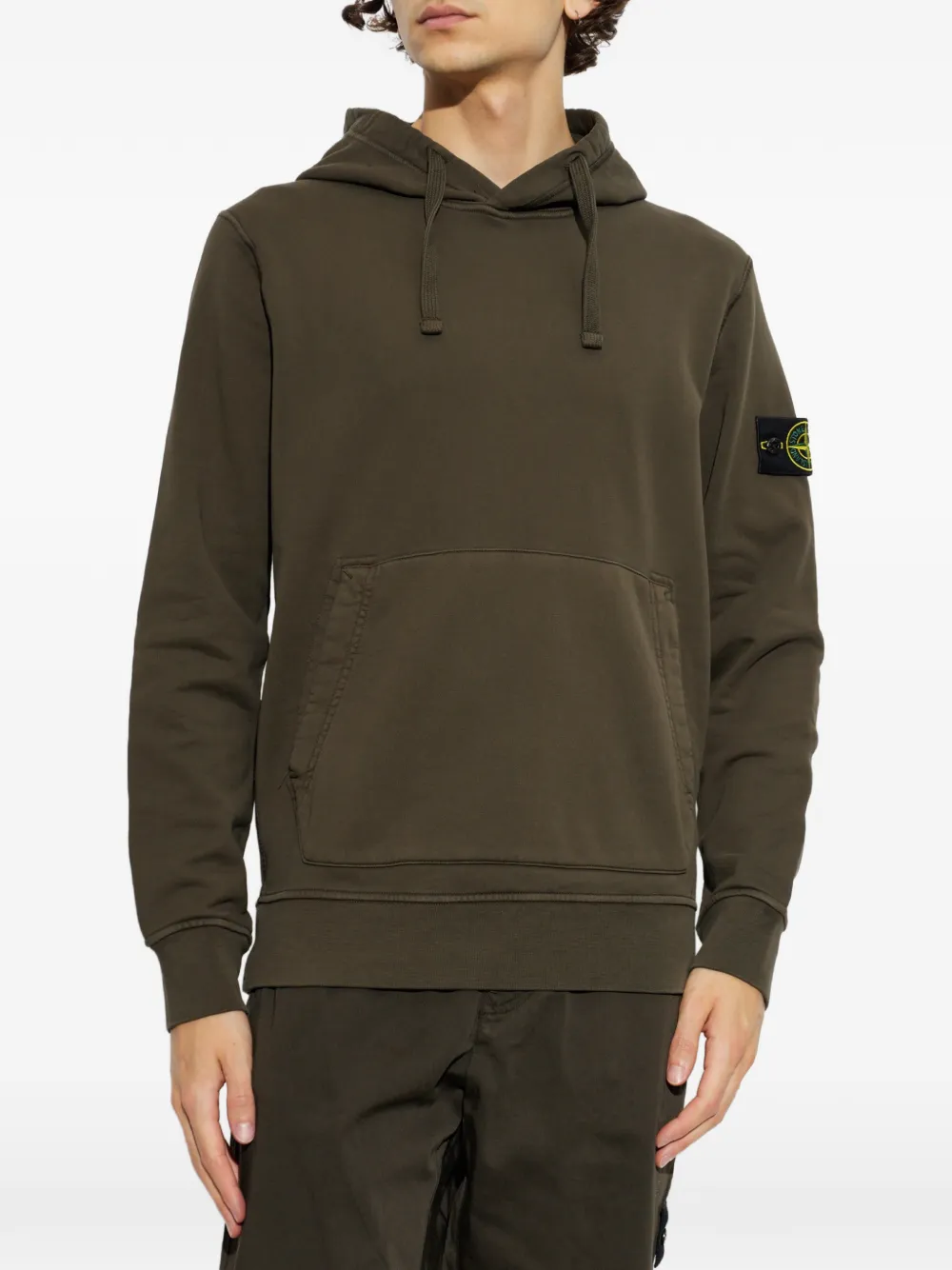 Stone Island 6100062 organic cotton fleece hoodie Groen