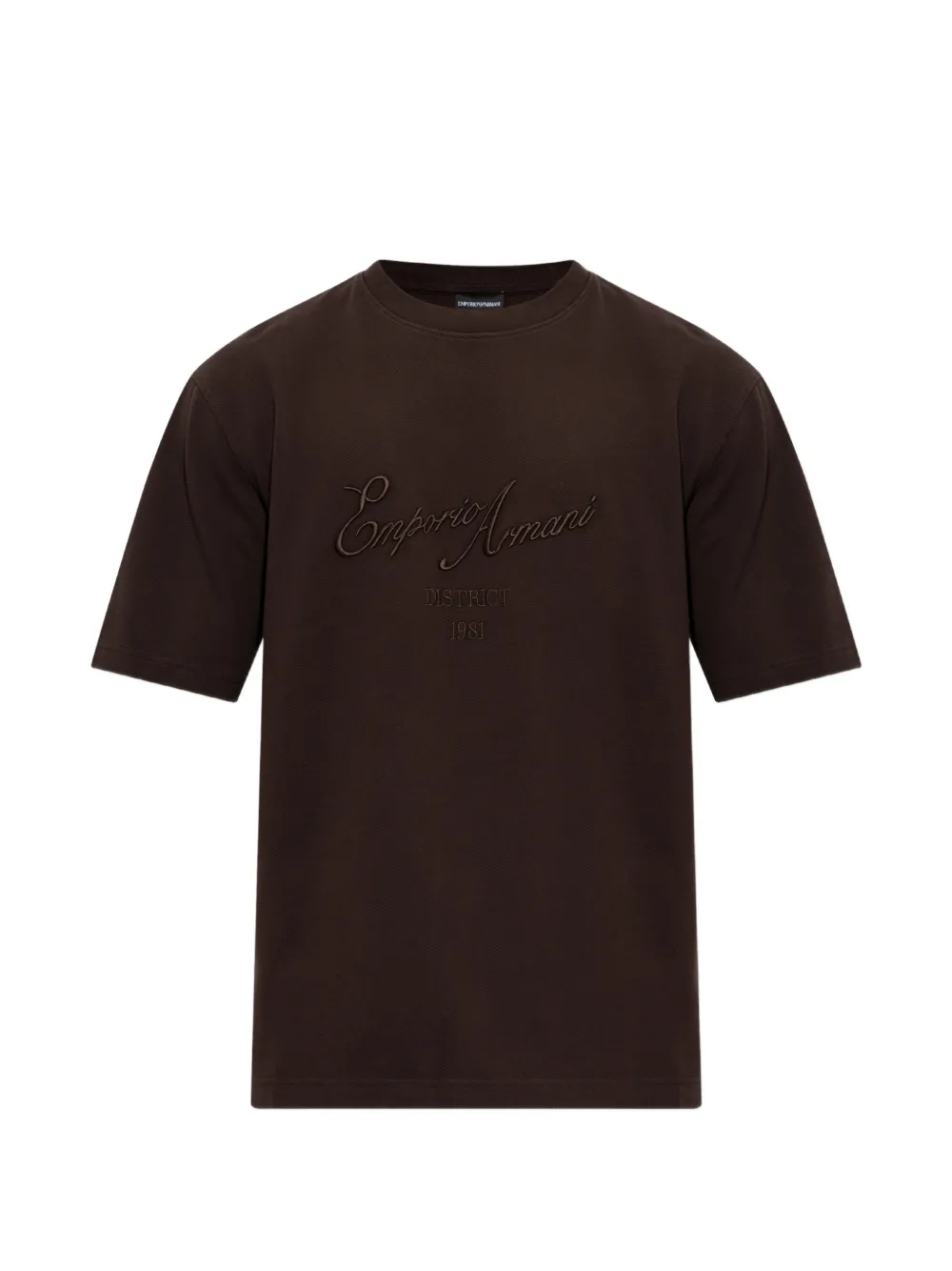 Emporio Armani embroidered-logo short-sleeve T-shirt - Marrone