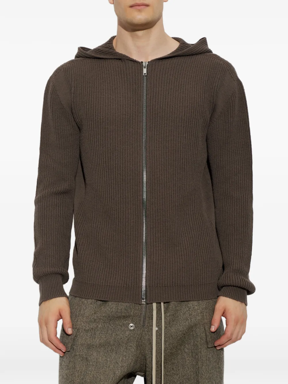 Rick Owens Wollen vest met capuchon en rits Bruin