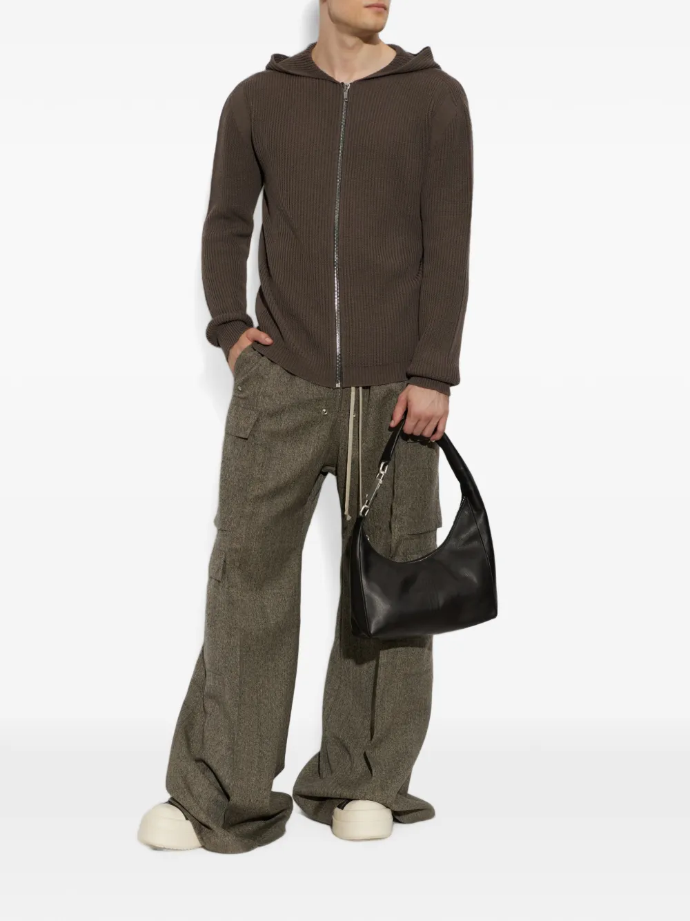 Rick Owens Wollen vest met capuchon en rits Bruin