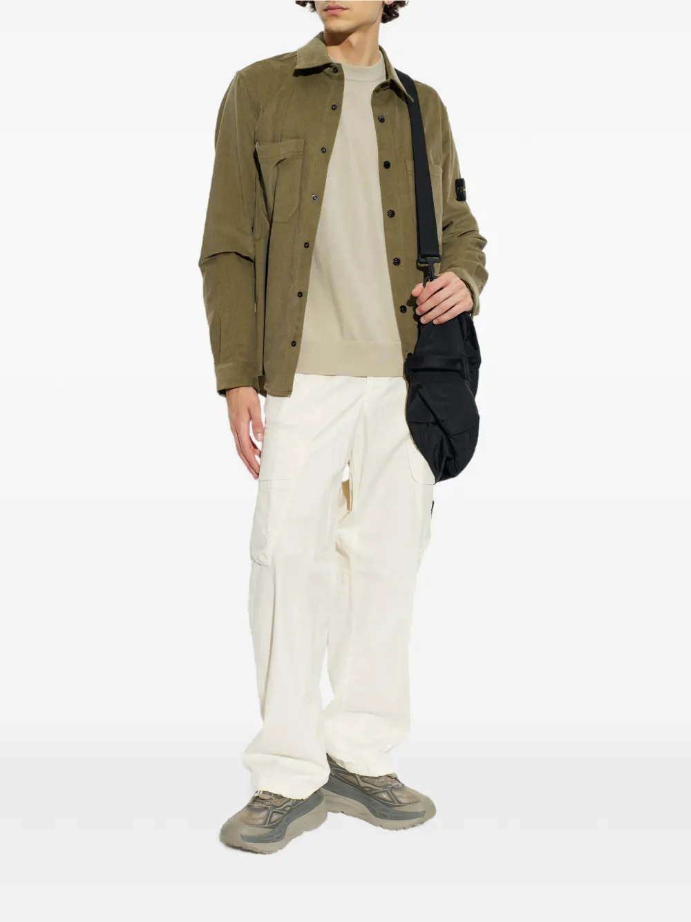 Stone Island Trui met logopatch en raglan mouwen Beige