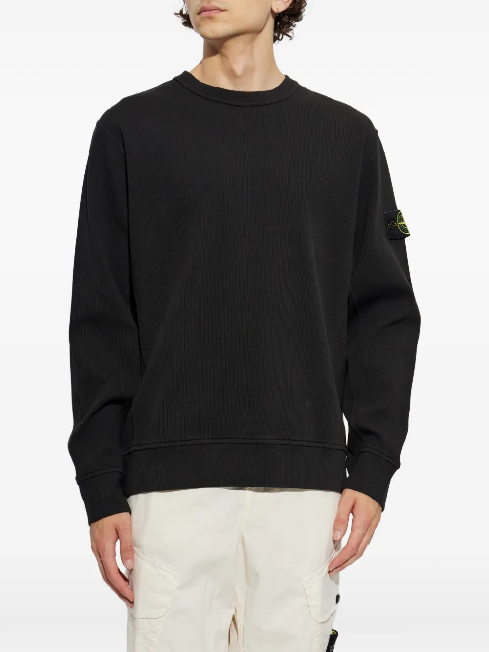Stone Island 6100017 organic cotton interlock sweatshirt Zwart