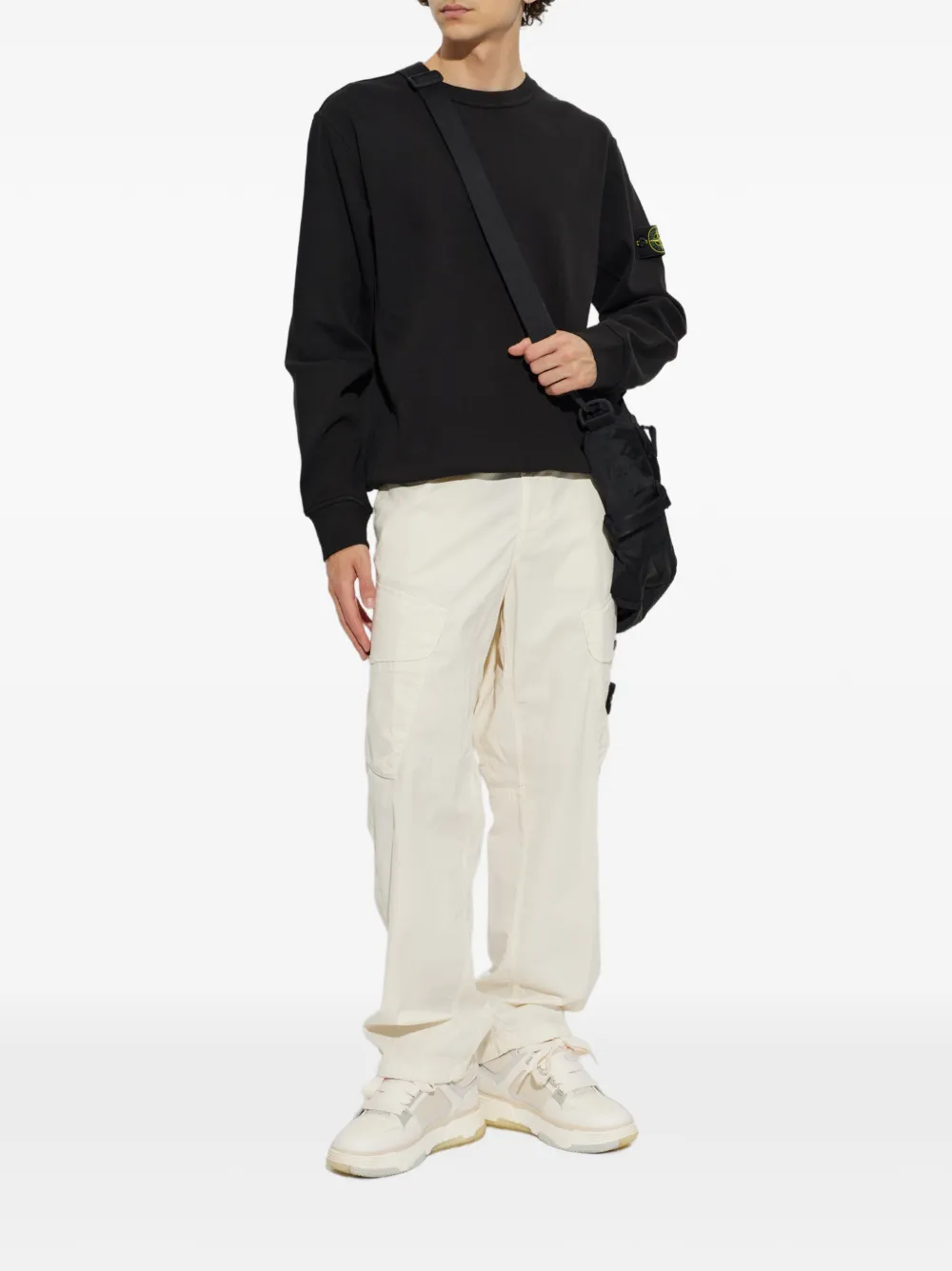 Stone Island 6100017 organic cotton interlock sweatshirt Zwart
