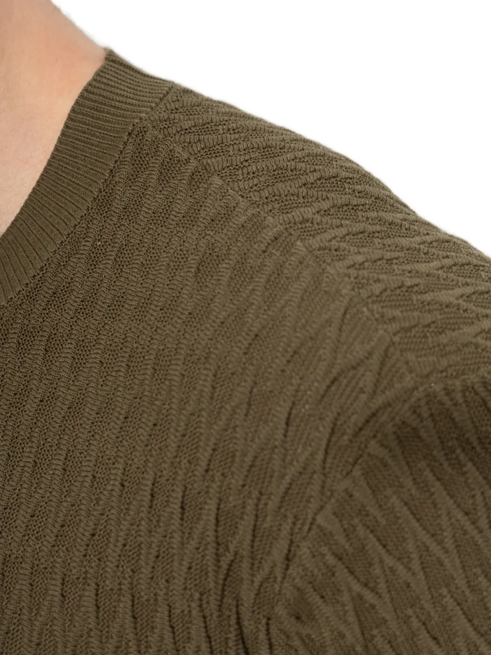 Emporio Armani chevron jacquard knit sweater Groen