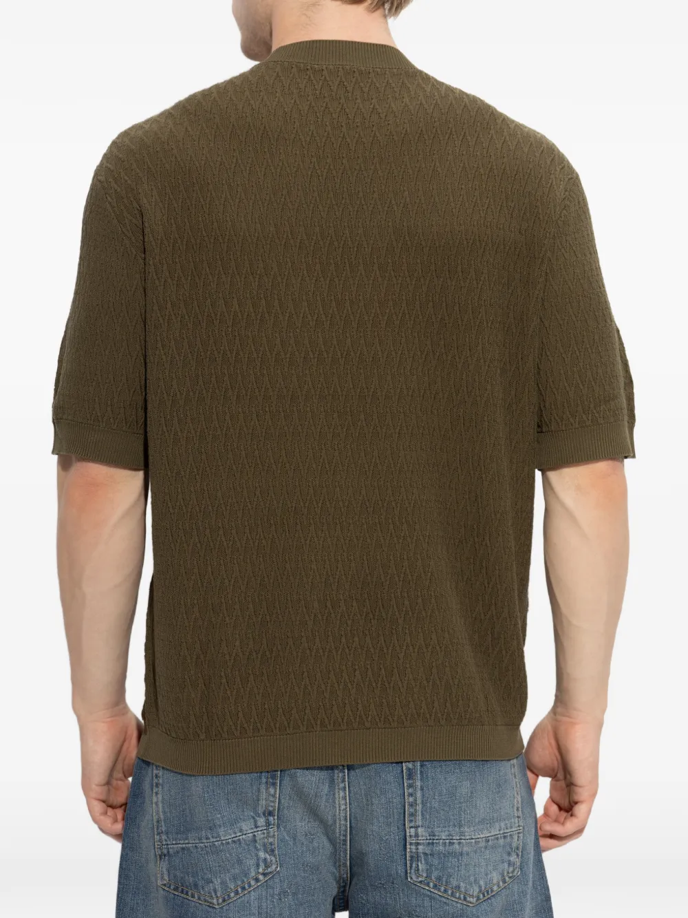 Emporio Armani chevron jacquard knit sweater Groen