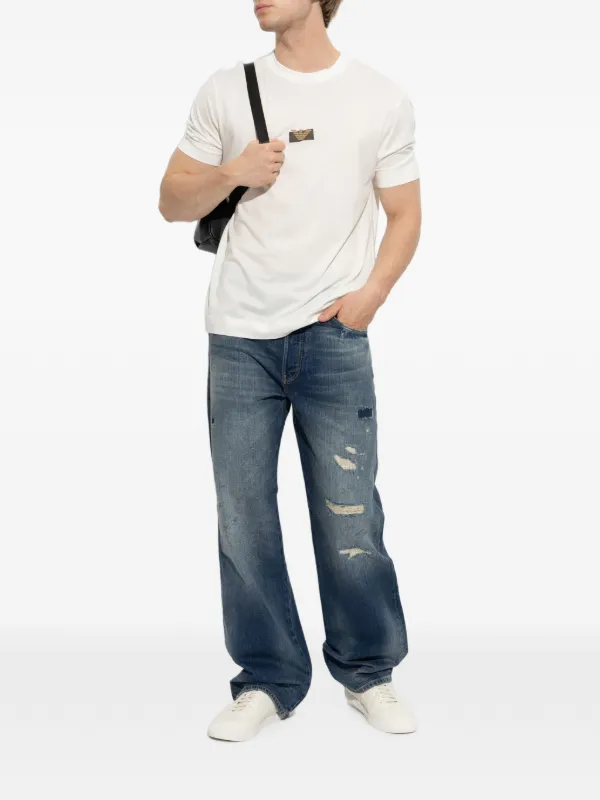 EMPORIO ARMANI ダメージデニムパンツ Emporio Armani ダメージ ジーンズ | ブルー | FARFETCH JP