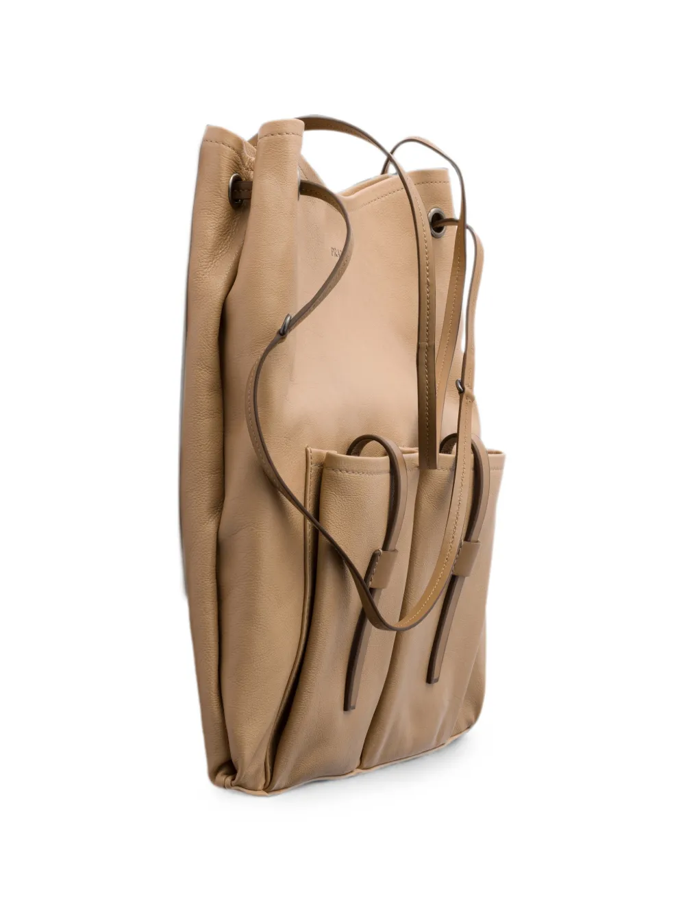 Prada Grote Route leren tas Beige