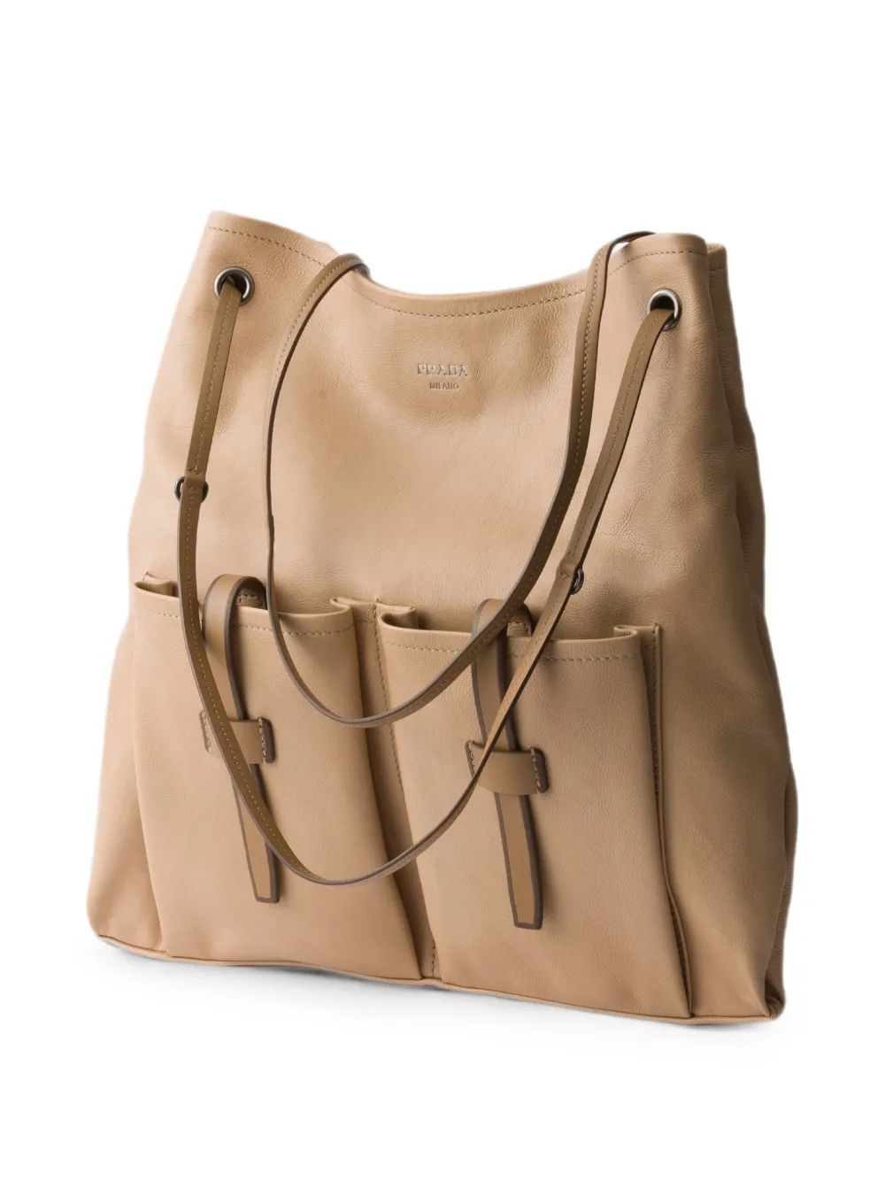 Prada Grote Route leren tas Beige