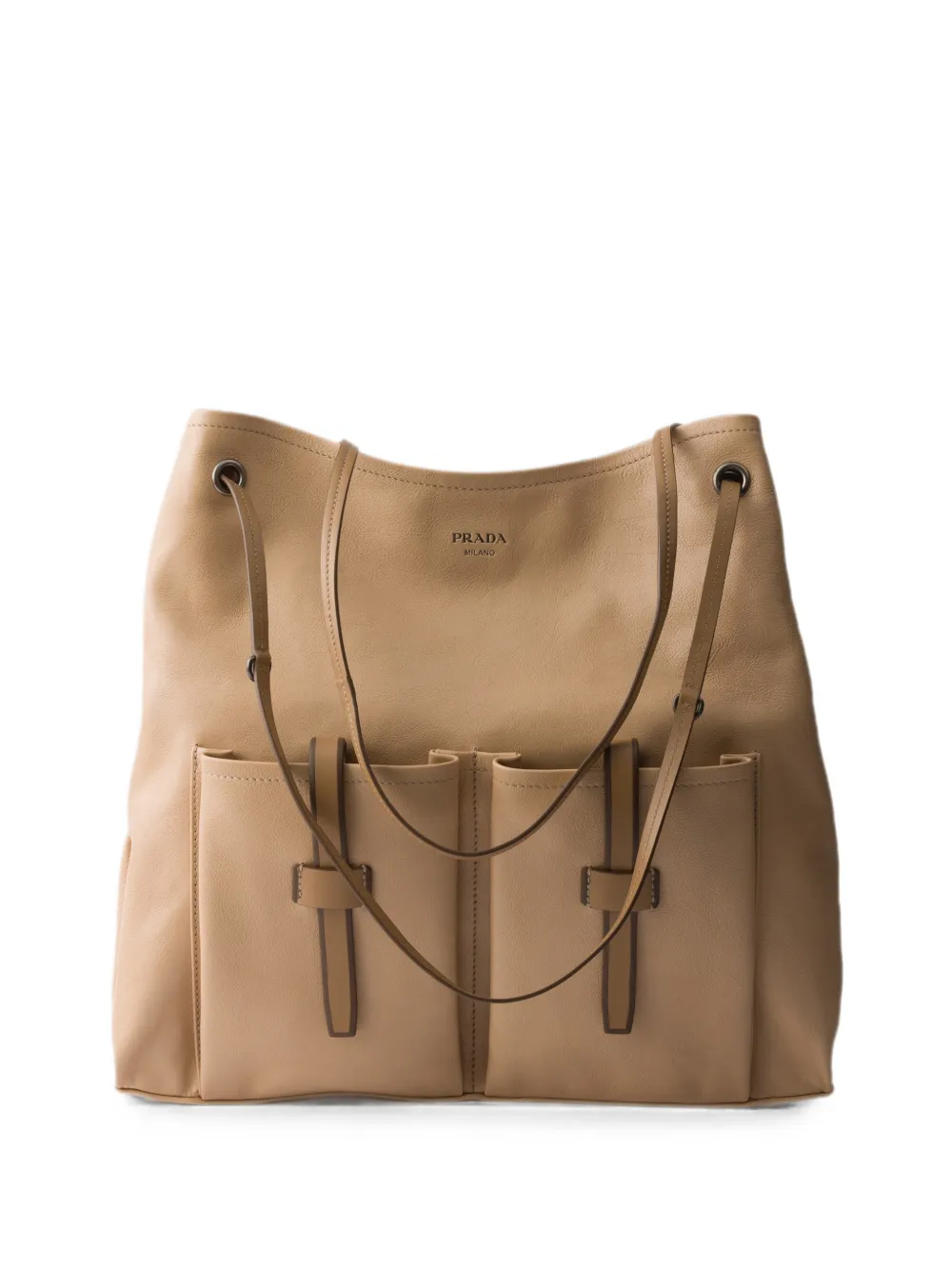 Prada Route large leather bag - Neutrals