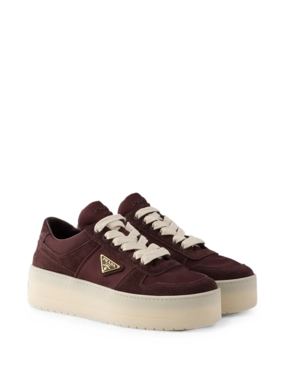 Prada Downtown Bold Re-Nylon and suede sneakers Rood