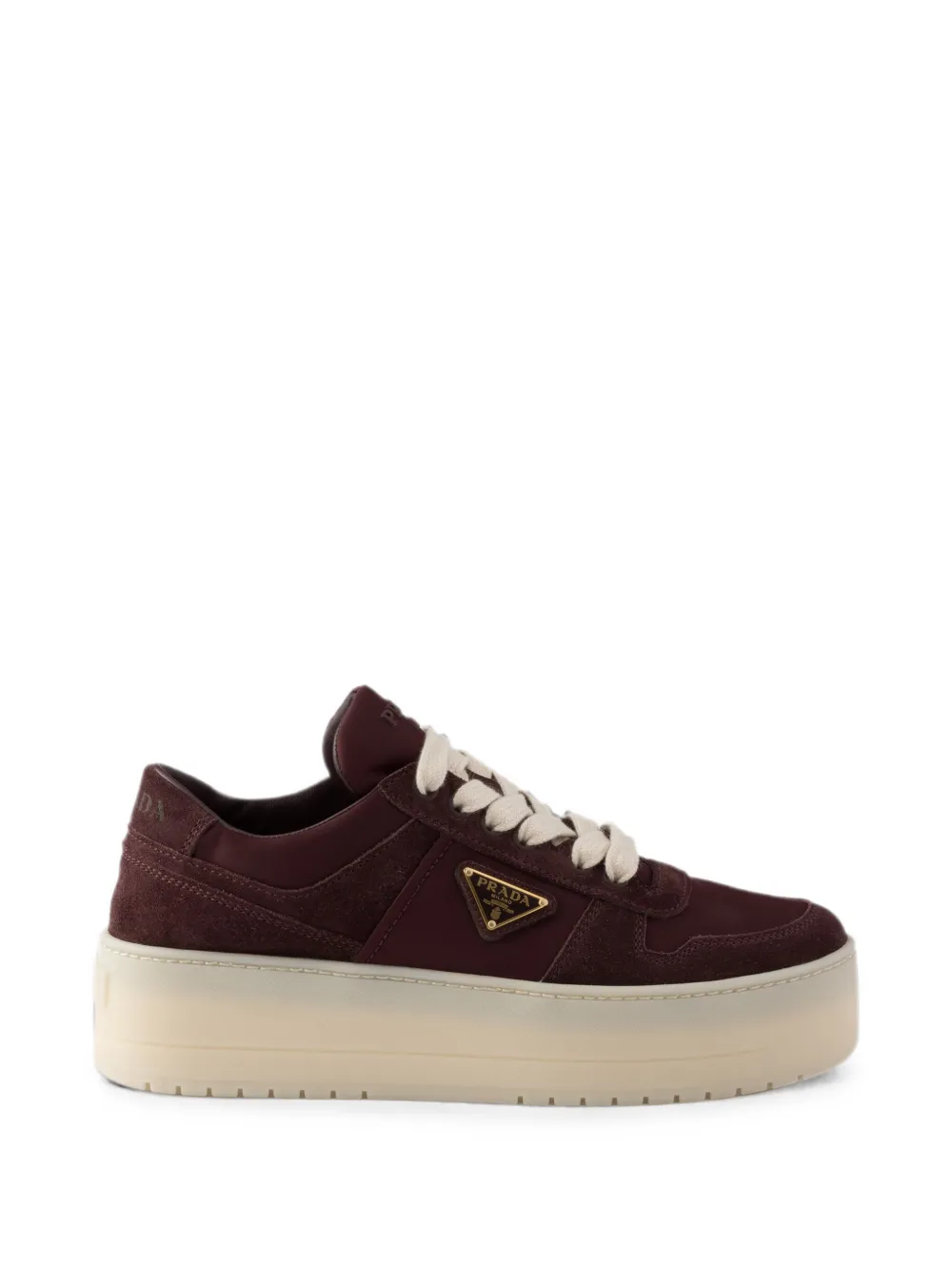 Prada Downtown Bold Re-Nylon and suede sneakers Rood