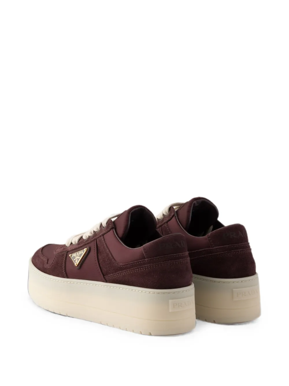 Prada Downtown Bold Re-Nylon and suede sneakers Rood